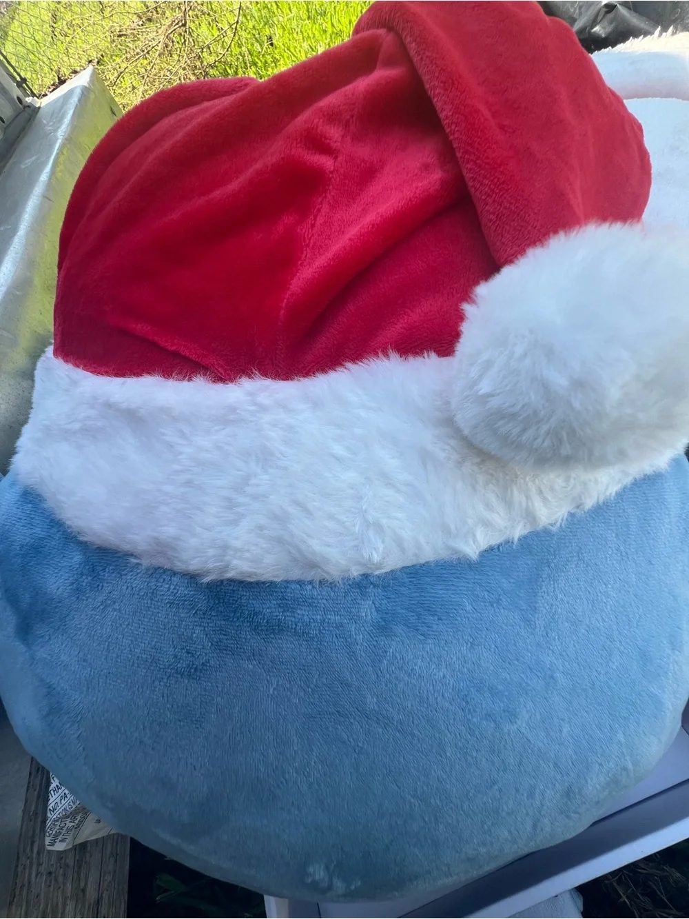 Disney Blue Stitch Pillow with Red & White Santa  Hat